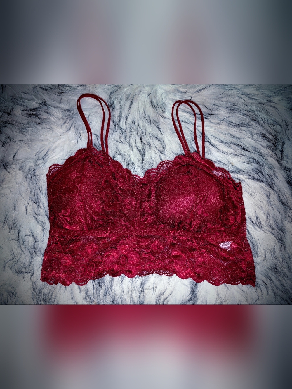 Burgandy Lace Bralette with Adjustable Straps Size Large